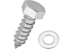 1/2 x 1-1/2" Hex Head Lag Screws Bolts with Flat Washers (8 Sets), 304 Stainless Steel 18/8, Full Thread, Deck Screws, Heavy Duty Hex Head Wood Lag Screws, Fayeploo