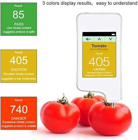 Nitrato De Probador De Las Frutas Y Vegetales, La Alta Exactitud Del Detector De Alimentos, Vegetales Y Frutas Carne Nitrato De Residuos De Comida Tester Seguridad Ambiental (Versión 2, Blanco, 1): Amazon.es: