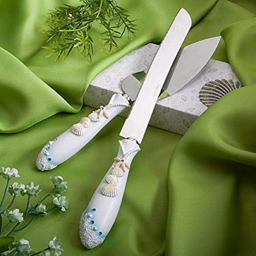 BEACH THEMED WEDDING CAKE KNIFE AND SERVER SET