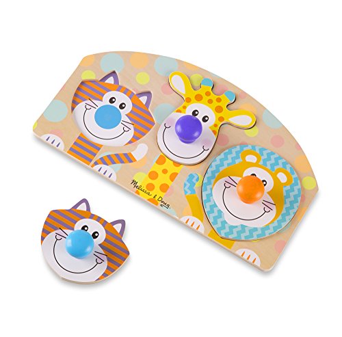 Melissa & Doug First Play Wooden Jumbo Knob Safari Animal Puzzle (3 pcs)