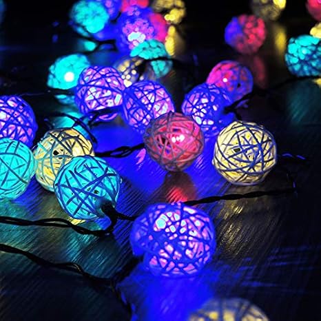 Led Lichterkette Vorhang Fenster Garten Aussen Marchen Lichterkette Garten Sommer Solar Lichterkette Aus Thailandischem Rattan Farbe 4 8 L20 Farbe 20 Led Amazon De Beleuchtung