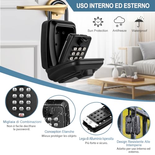 ENONEO Key Safe Large Key Safe Waterproof Key Safe with Code 12 Digit Key Box Combination for Home Factory Outdoor School