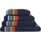 Pendleton Crater Lake National Park Napper Dog Bed &ndash; Size Small (28" x 20" x 4") - Washable Fleece Cover, Durable Cotton Canvas Bottom, Blue with Multicolor Stripes