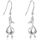 Duck Earrings S925 Sterling Silver Cute Duck Dangle Drop Earrings Animal Jewelry Gifts for Women Ducks Lovers