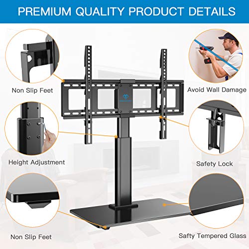 image for PERLESMITH Swivel TV Stand Universal Table Top TV Base for 32 to 65 in