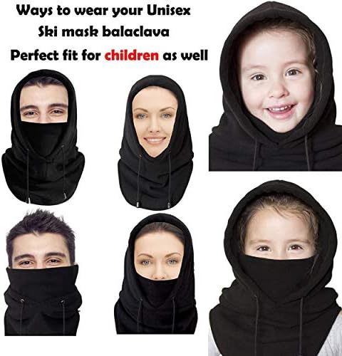 Windproof balaclava mask with hat design for cold weather.