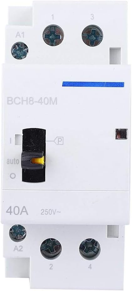 AC Contactor, BCH8-40M 2P 40A 230V Household AC Contactor DIN Rail Mount with Manual Control Switch for Household Applications(2NO)
