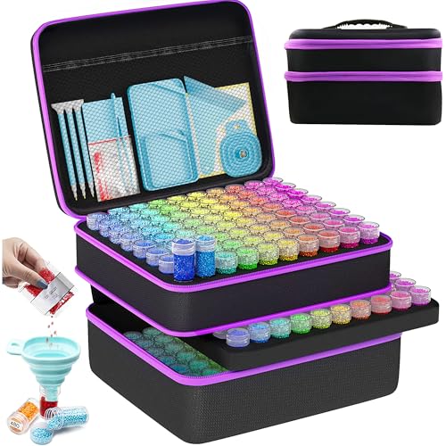ARTDOT 5D Diamond Painting Zubehör Boxen, 240 Stück Diamant Painting Aufbewahrungsbox mit Koffer Trichter Stickers