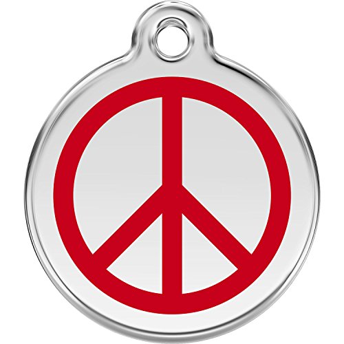 Red Dingo Personalized Peace Pet ID Dog Tag (Small Red)
