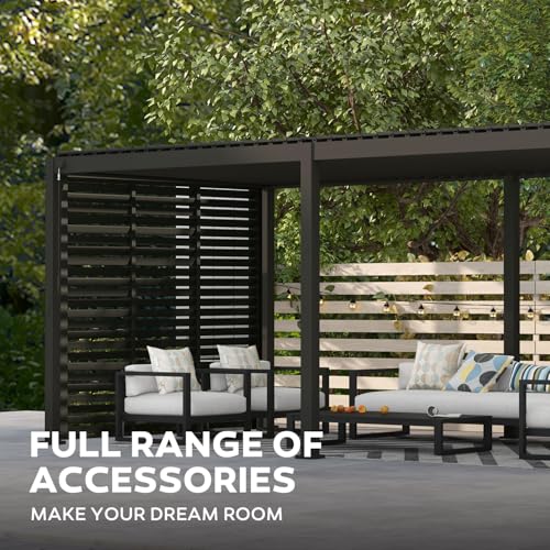 Mirador 111S Round Louvered Pergola Gazebo, 10Ft x 20Ft, Full Aluminum Frame, Adjustable Roof, Outdoor, Durable, Charcoal image 26