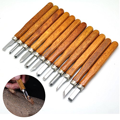 12 Set Carbon Steel Wood Carving Tools Kit - Kids & Beginners with Reusable pouch(HM0014)