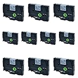 SuperInk 10 Pack Black on White Laminated Label Tapes Compatible for Brother TZ-211 TZe-211 TZe211 P-touch Printers 6mm 1/4Inch x 8m 26.2Feet