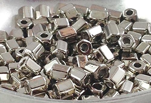 Nickel Plated 6/0 Hex Shaped Matsuno Bead, 8.5 Grams (Approx 94-96 Beads)