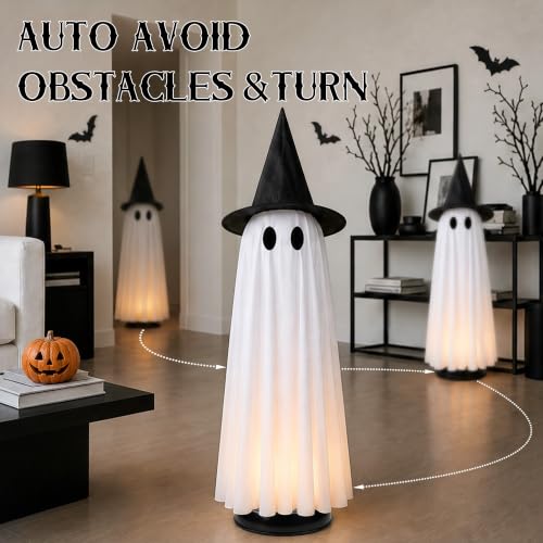 Joyehome Halloween Decor Indoor 46.5" Lighted Animated Floating Ghost with Spooky Sound & Touch Activated Sensor Spooky Ghosts Halloween Decor for Party Home Haunted House