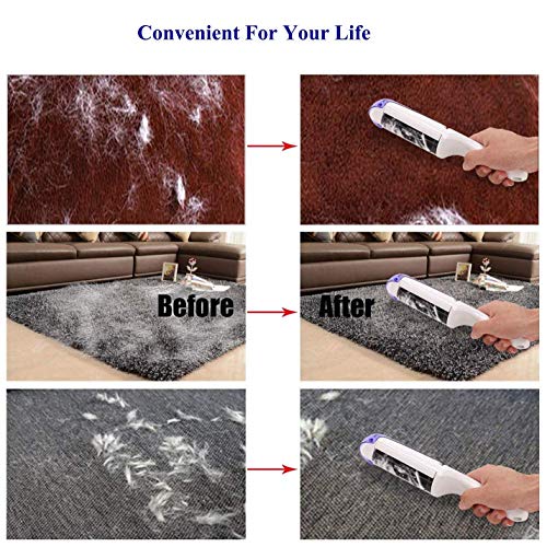 MOSHAY Pet Hair Remover Brush - Fur & Lint Removal Brush with Self-Cleaning Base - Dog & Cat Hair Remover for Furniture, Couch, Carpet, Bed, Car Seat, Clothing -Animal Fur&Dust Removal Tool