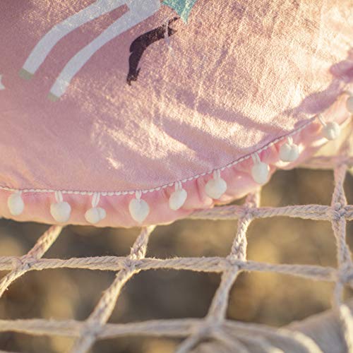 Nooksta Hammock Chair Macrame Swing Included Cushion & Hanging kit for Indoor/Outdoor, Hammock Stand. Room Decor Hanging Chairs Tree Swing, Girls, Kids, Teen Bedroom. Unicorn + LED Lights - Thumbnail 6