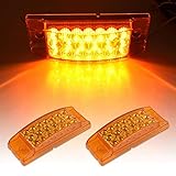 Catinbow 2Pcs 6x2 Inch Amber Side Marker Light White Lens 20 LED Rectangle Fender Marker Light Turn Signal Light High Low Brightness Marker Light