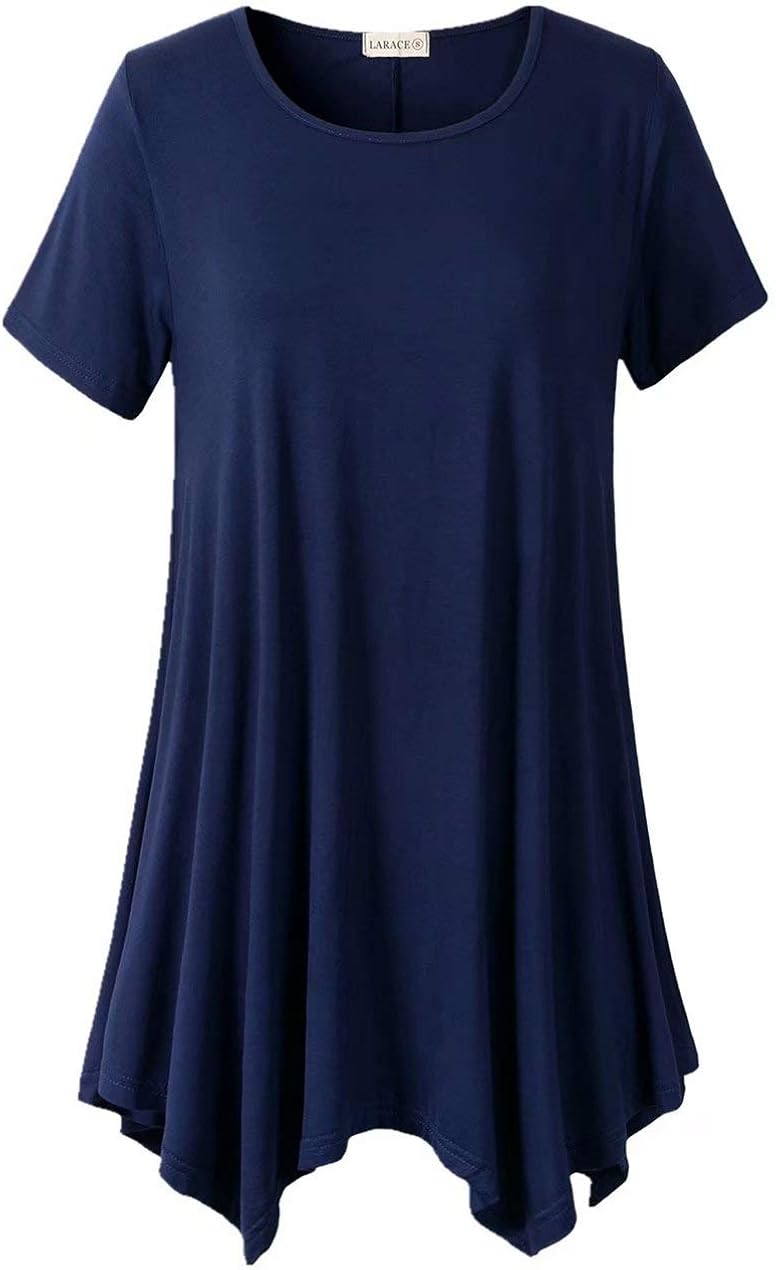 LARACE Womens Swing Tunic Tops Loose Fit Comfy Flattering T Shirt