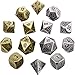 Jovitec 14 Pieces Metal Solid Zinc Alloy Game D&D Dices Set Durable Polyhedral Dice with Printed Numbers and Velvet Storage Bags for Game, Dungeons and Dragons, RPG, Math Teaching (B)