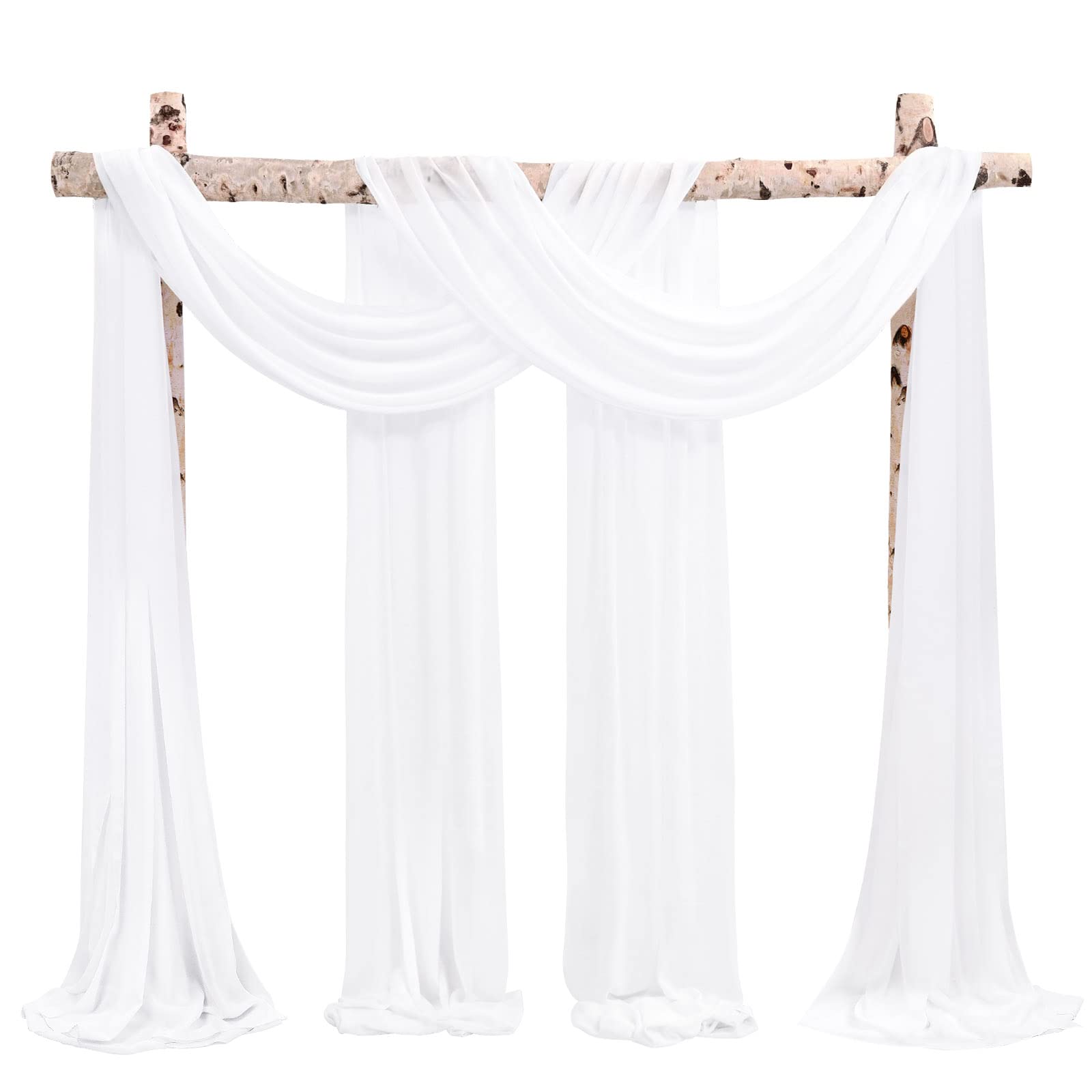 Showgeous Wedding Arch Draping Fabric 2 Panels 28" x20Ft Cream White Chiffon Fabric Drapery Wedding Arch Drapes Chiffon Sheer Backdrop Curtains for Arbor Wedding Archway Ceremony Ceiling Decorations