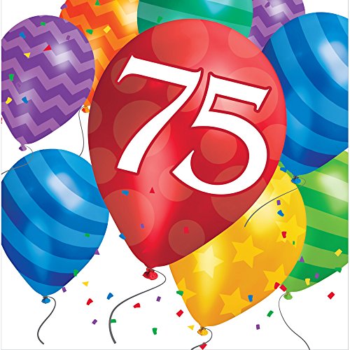 Creative Converting 417870 75th Bday Luncheon Napkins, 6. 5 x 6. 5 Inches,  16 Count