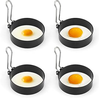 Edelstahl Ei Ring Bestcool 4er Spiegeleiform für Bratpfanne Ei Ringe Pfannkuchenform Rund Omelett Form Für Eier Kochen,7*2cm