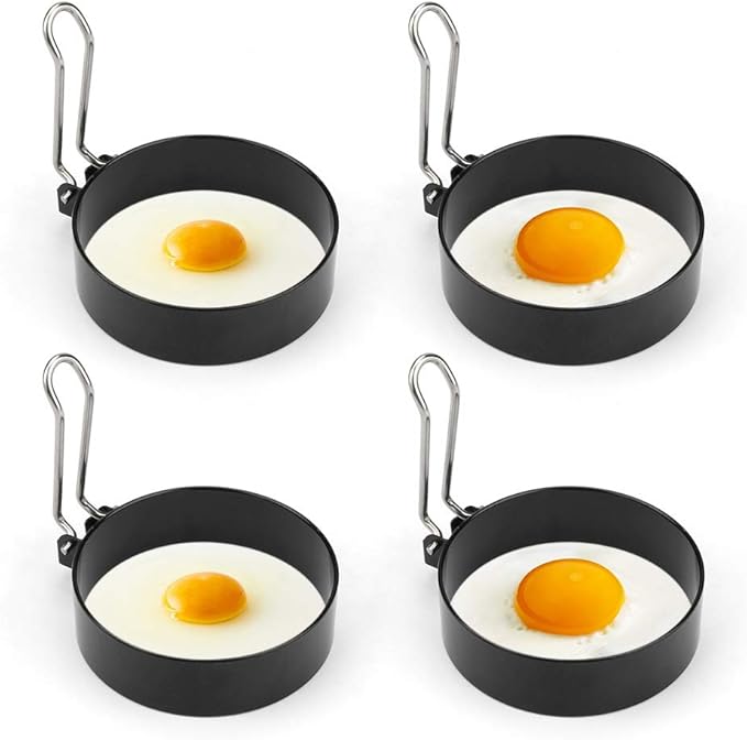 Bestcool NonStick Egg Rings, 4pcs Stainless Steel Poachette Rings for