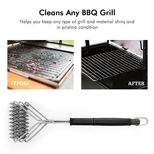 Vestaware Grill Brush Bristle Free - 18" BBQ Grill Brush with 3 Rust Resistant Stainless Steel Scrubbing Coils to Clean Each Corner - Barbecue Grill Cleaner Grilling Accessories Cleaner for Porcelain, - Thumbnail 3