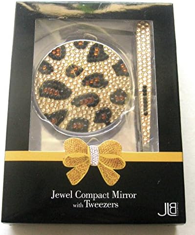 Jewel Compact Mirror & Tweezers Animal Print Design