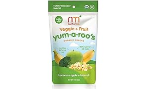 NurturMe Yum-A-Roo's Organic Toddler Snacks, Banana + Apple + Broccoli, 1 Ounce (Pack of 6)