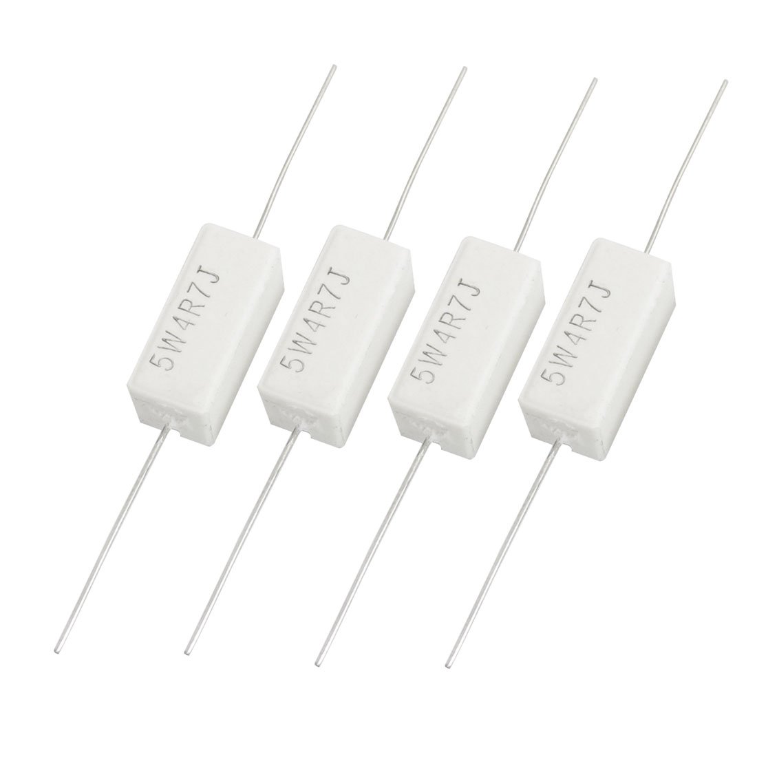 uxcell 4 Pcs 4.7 Ohm 4R7J 5W White Rectangle Wire Wound Ceramic Cement