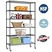 Wire Shelving Unit Heavy Duty Height Adjustable NSF Certification Utility Rolling Steel Commercial Grade with Wheels for Kitchen Bathroom Office (Black, 48" Lx18 Wx82 H) primary