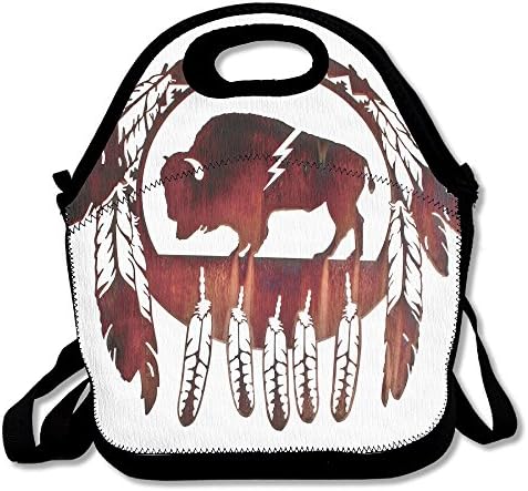 YWG Bison Buffalo Native American Ziplock Lunch Tote Bag Portable Handbag Lunch Box Waterproof Insulated Food Container For Boys&amp;Girls School Picnic Office Travel Outdoor