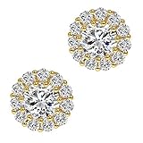 Cuccu Women Girl Cubic Zirconia Round Flower Earrings 9mm Gold Earrings Cute Jewelry 1 pair of CZ Earrings Studs