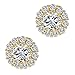 Cuccu Women Girl Cubic Zirconia Round Flower Earrings 9mm Gold Earrings Cute Jewelry CZ Earrings Stud Set