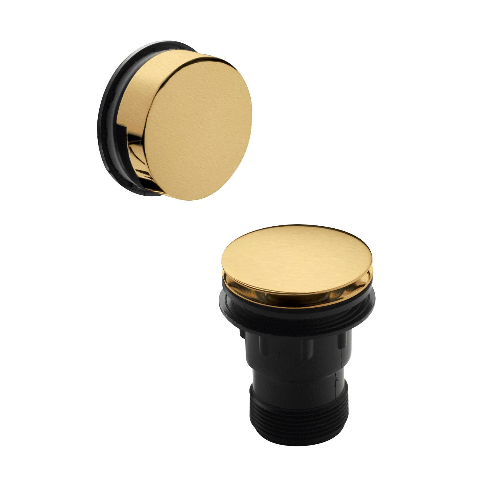 nuie E827 Accessories Modern Bathroom Push Button Bath Waste, 70mm, Brushed Brass