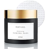 MATKAS Korean Exfoliating Witch Hazel Toning Pads - 60 pcs, Korean Skin Care Glycolic Acid Toner Pads, AHA BHA Gentle Face Exfoliator, Facial Acid Peel for Dark Spots, K Beauty Pore Minimizer for Face