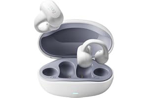 Sanag Earring Wireless Earbuds Bluetooth 5.3 with Microphone Open Ear Clip On Headphones with Charging Case Compatible with iPhone/Samsung Phone for Men,Women - White