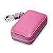 Buffway Car Key Cover,Genuine Leather Car Smart Key Chain Coin Holder Metal Hook and Keyring Wallet Zipper Bag for Auto Remote Key Fob - Pink