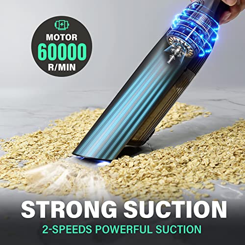 SOYUS Handheld Vacuum Cordless, Rechargeable Car Vacuum Cleaner with Powerful Suction, LED Light, Charging Dock, 1.4 lbs Lightweight Mini Car Vacuum for Car, Home and Pet