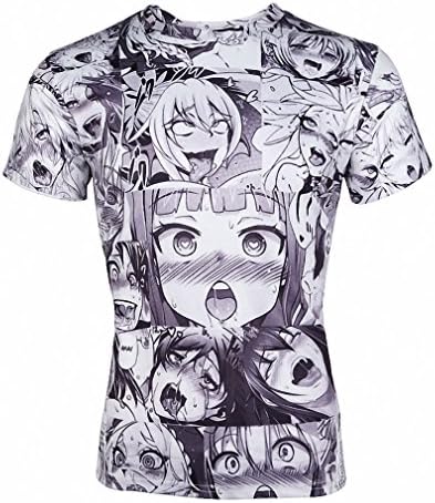 Print T Shirt Men Women Harajuku Face Red Woman T Shirts Funny Shy Girl Sexy Tops Summer Cute Clothing Dropship ahegao t shirt Asian 3XL