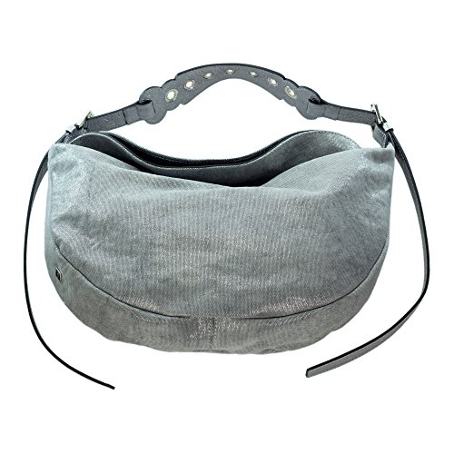 Gianni Chiarini Italian Made Coated Silver Canvas & Leather Hobo Bag