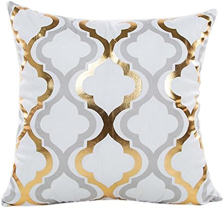 Starxin 1PC Gold Foil Printing Pillow Case Sofa Waist Throw Cushion Cover Home Decor 18x18 inch & 45x45cm (C)