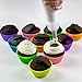 BakeitFun Silicone Cupcake Liners Set, A Pack of 12 Standard Reusable Non-Stick Baking Cups in 6 Colors, Piping Bag, Decorating Tips and Decoration Pen, and German Food Grade Materials