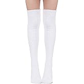 Abodhu Thigh High Socks for Women - Fluffy Over Knee Fuzzy Warm Long Soft Leg Warmers - Coral Fleece Plush