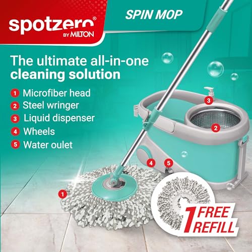 Spotzero by Milton Prime Spin Mop Portable Mop Bucket with Wringer on