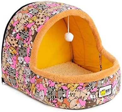 CHENYAJUAN Quality Pet Dog Bed Cat Tent House Soft Yurt Bed With Washable Cushion Pet Castle Foldable Puppy Nest,L