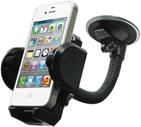 Car Mount Windshield Phone Holder Rotating Cradle Window Swivel Dock Suction Gooseneck Black for BLU Studio Touch - BLU Vivo 5 - BLU Vivo 5R - CAT S40