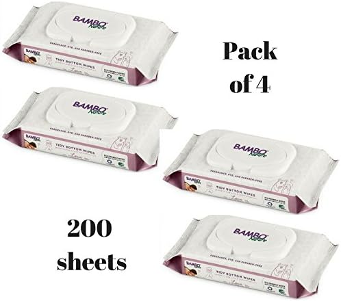 Bambo Nature Tidy Bottoms Baby Wipes, 50 Sheets/Pack (Pack of 4)