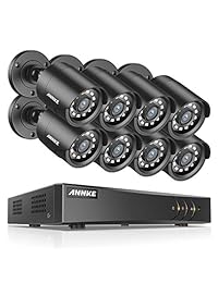 ANNKE H.264+ 8CH sistema de cámaras de seguridad, vigilancia ligera DVR de 1080 pixeles y 8 cámaras resistentes al agua de 1.30 megapixeles (960 pixeles), fácil visión remota, reproducción inteligente, carcasa de metal y HDD no incluido